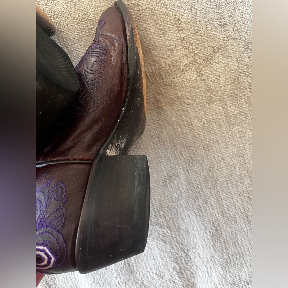 TCU Horned Frogs Gameday Cowboy Boots Women Size 8 Brown Purple Embroidered - Picture 9 of 9